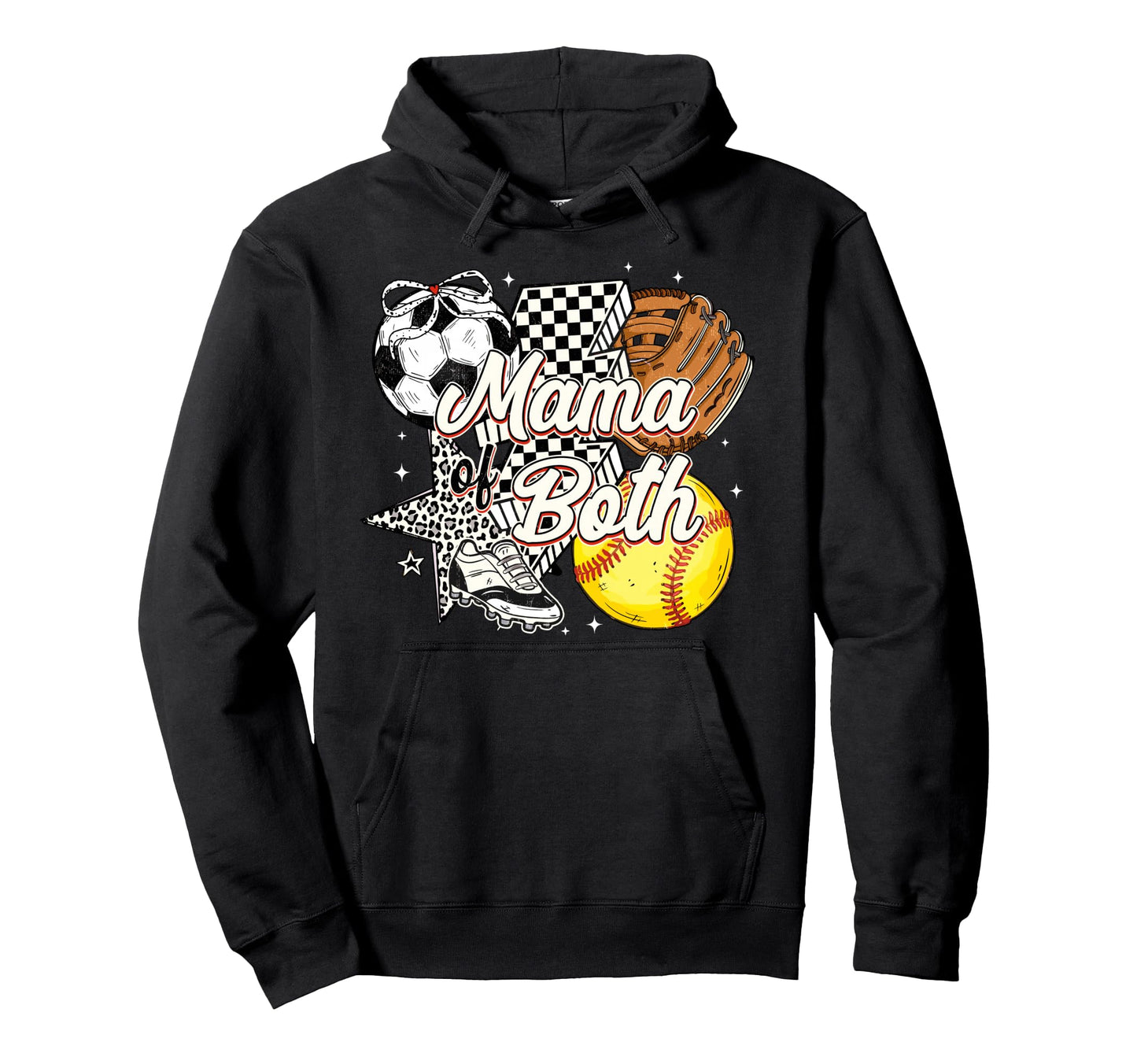Mama Both Soccer Softball Mama Hoodie - Casual Everyday Wear for Adults - T-Shirt, Sweatshirt, Hoodie