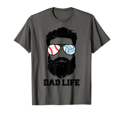 Baseball Volleyball Dad Messy Hair T-Shirt - Streetwear Style Men Women - T-Shirt, Sweatshirt, Hoodie