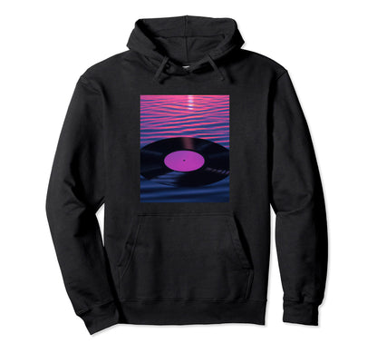 Vaporwave Vinyl Record Synthwave Hoodie - Casual Everyday Wear Men Women - T-Shirt, Sweatshirt, Hoodie