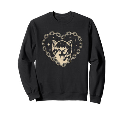 Y2K Cat Heart Emo Goth 90S 2000S Sweatshirt - Graphic Print Unisex - T-Shirt, Sweatshirt, Hoodie