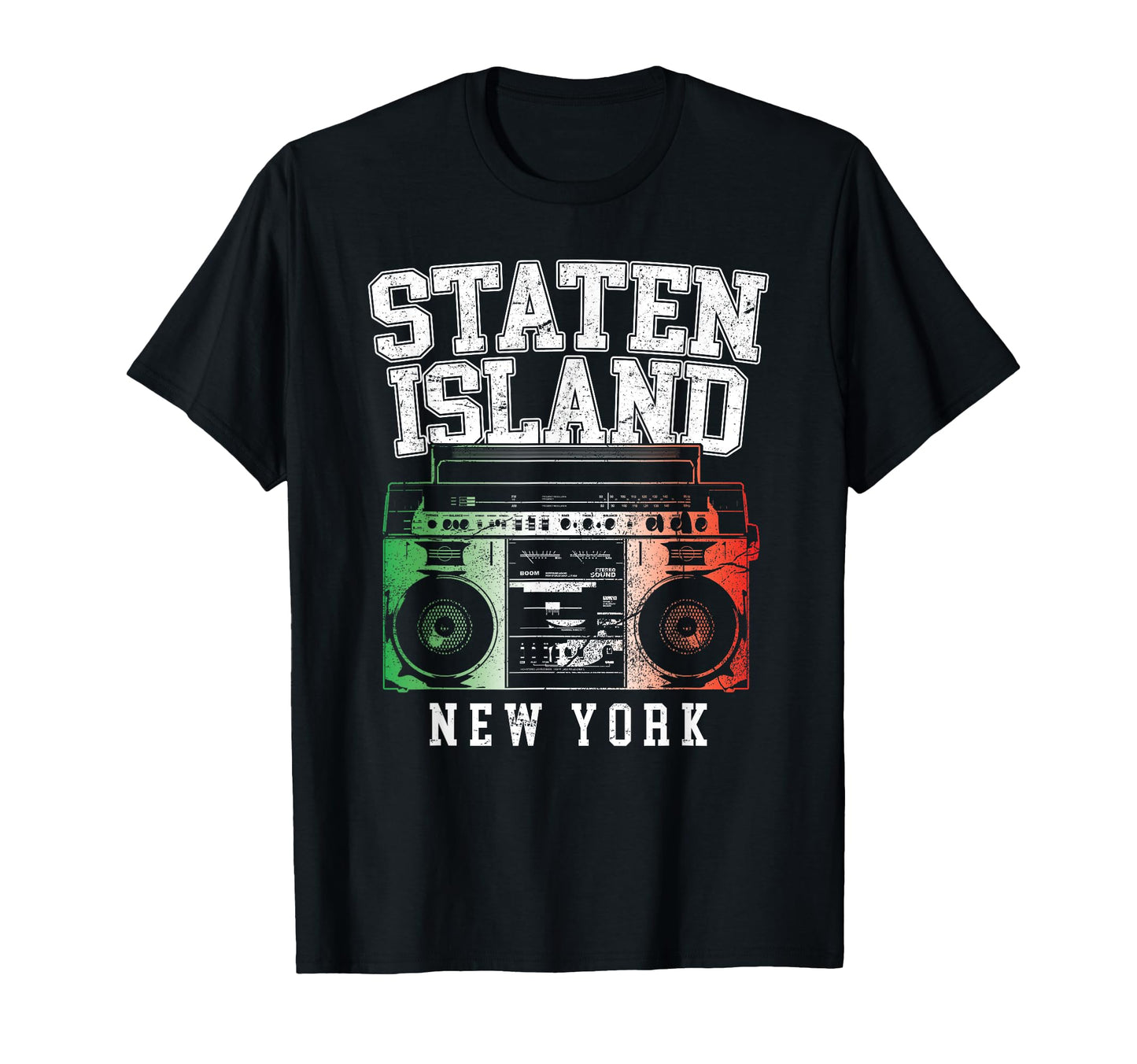 Staten Island New York Nyc Boombox Old T-Shirt - Trendy Graphic for Adults - T-Shirt, Sweatshirt, Hoodie