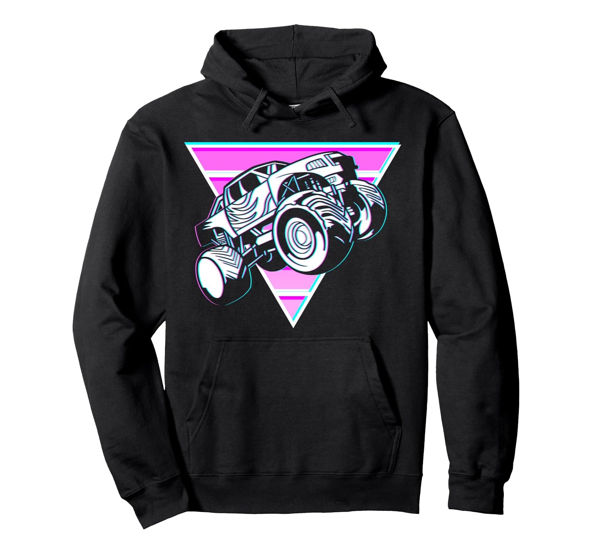 Vaporwave Aesthetic Monster Truck Hoodie - Custom Art Print for Adults - T-Shirt, Sweatshirt, Hoodie