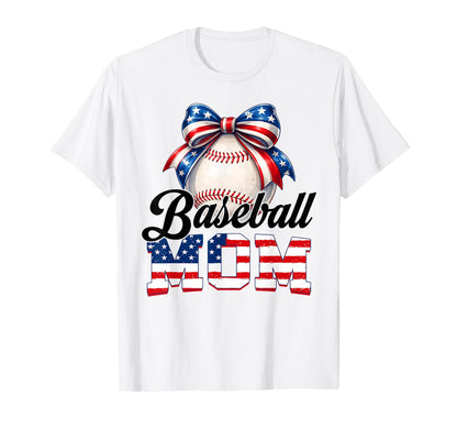 Baseball Mom American Flag Baseball T-Shirt - Custom Art Print Unisex - T-Shirt, Sweatshirt, Hoodie