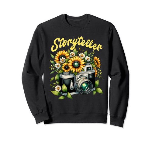 Storyteller Camera And Sunflowers Sweatshirt - Streetwear Style Men Women - T-Shirt, Sweatshirt, Hoodie