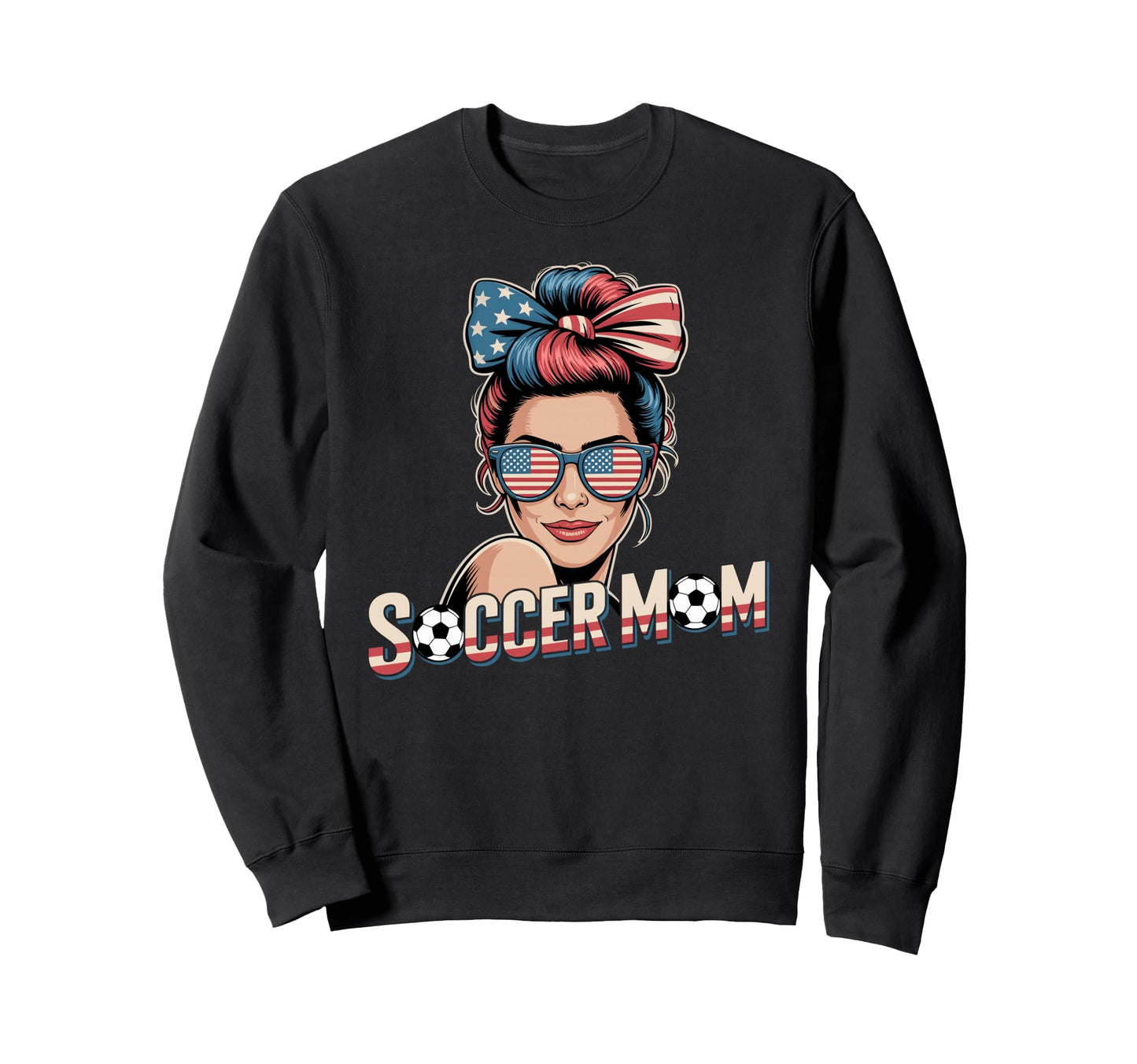 Patriotic Soccer Mom American Flag Sweatshirt - Unique Graphic Men Women - T-Shirt, Sweatshirt, Hoodie