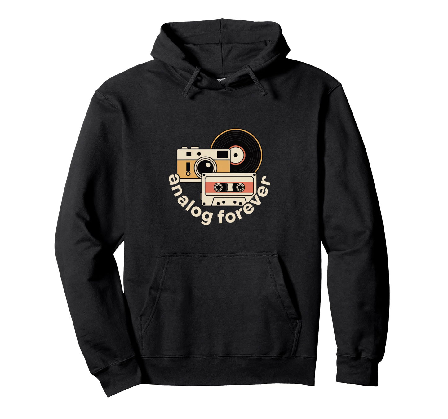 Analog Forever Camera Cassette Music Hoodie - Graphic Print Men Women - T-Shirt, Sweatshirt, Hoodie