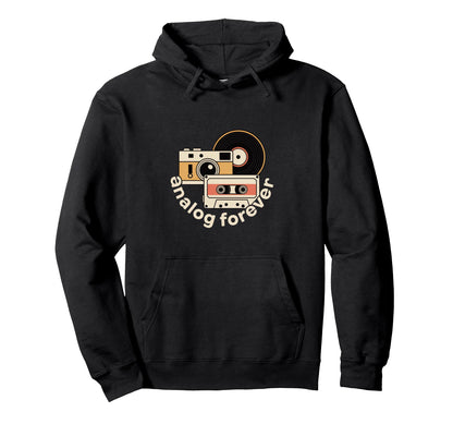 Analog Forever Camera Cassette Music Hoodie - Graphic Print Men Women - T-Shirt, Sweatshirt, Hoodie
