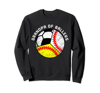Grandpa Ballers Funny Baseball Sweatshirt - Graphic Print Men Women - T-Shirt, Sweatshirt, Hoodie