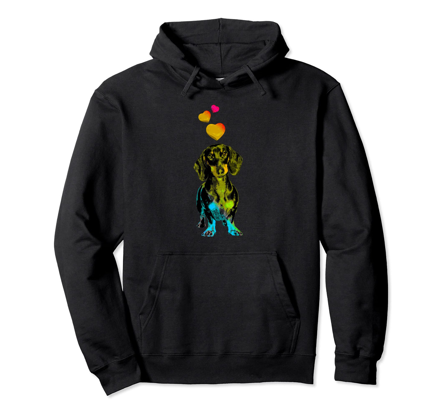 Rainbow Color Dachshund Dog Hearts Colorful Hoodie - Graphic Print Unisex - T-Shirt, Sweatshirt, Hoodie