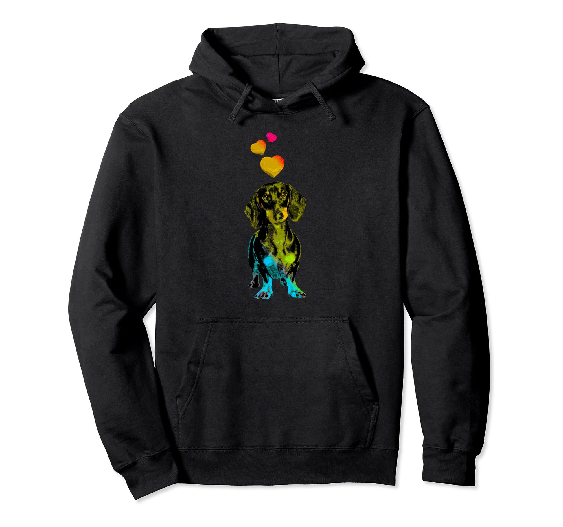 Rainbow Color Dachshund Dog Hearts Colorful Hoodie - Graphic Print Unisex - T-Shirt, Sweatshirt, Hoodie