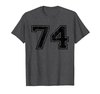 Number 74 Varsity Distressed Sport T-Shirt - Unique Graphic for Adults - T-Shirt, Sweatshirt, Hoodie