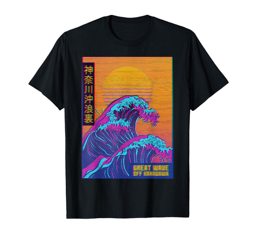 Great Wave Off Kanagawa Vaporwave T-Shirt - Unique Graphic for Adults - T-Shirt, Sweatshirt, Hoodie