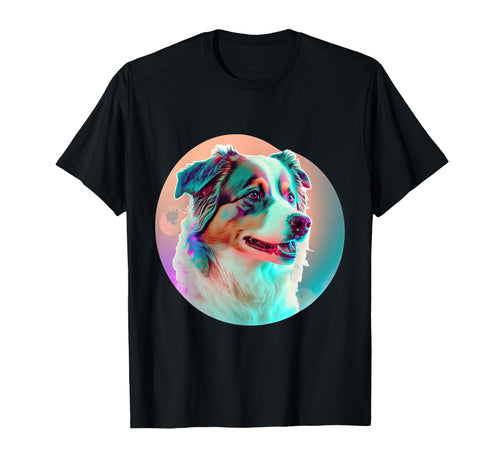 Australian Shepherd Vaporwave T-Shirt - Casual Everyday Wear Unisex - T-Shirt, Sweatshirt, Hoodie