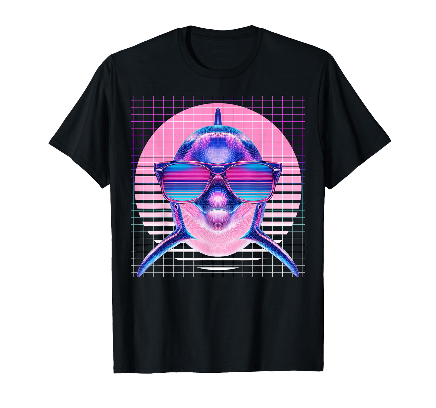Dolphin Sunglasses Ocean Vaporwave T-Shirt - Graphic Print for Adults - T-Shirt, Sweatshirt, Hoodie
