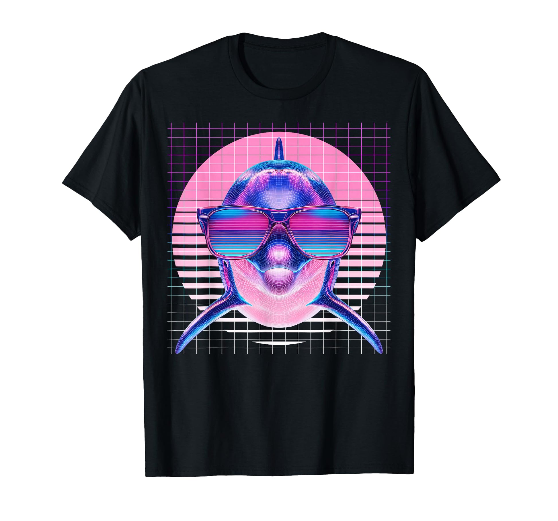 Dolphin Sunglasses Ocean Vaporwave T-Shirt - Graphic Print for Adults - T-Shirt, Sweatshirt, Hoodie
