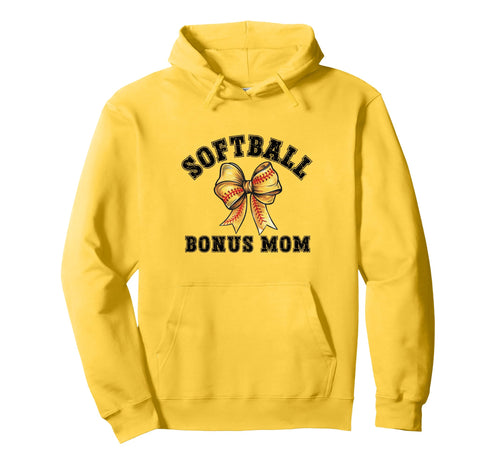 Coquette Softball Bonus Mom Bow Game Day Hoodie - Unique Graphic Men Women - T-Shirt, Sweatshirt, Hoodie