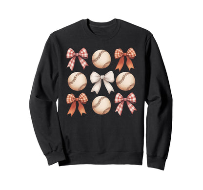 Baseball Coquette Bow Mom Sweatshirt - Casual Everyday Wear for Adults - T-Shirt, Sweatshirt, Hoodie