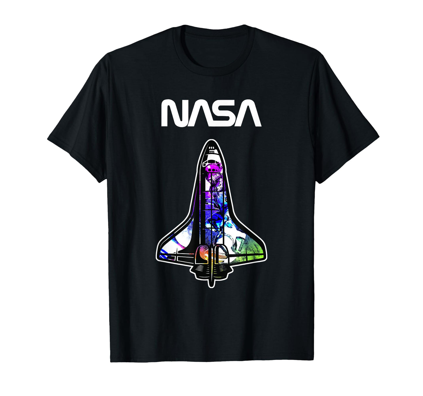 Nasa Space Shuttle Rainbow Colour Badge T-Shirt - Unique Graphic Unisex - T-Shirt, Sweatshirt, Hoodie
