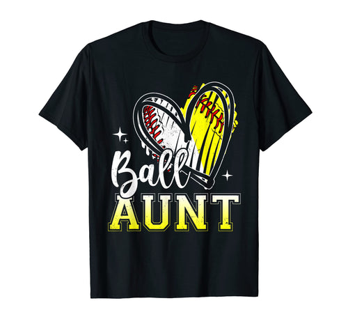 Ball Aunt Heart Baseball Softball T-Shirt - Novelty Apparel Men Women - T-Shirt, Sweatshirt, Hoodie