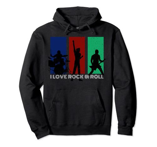 I Love Rock And Roll Distressed Hoodie - Minimalist Print for Adults - T-Shirt, Sweatshirt, Hoodie