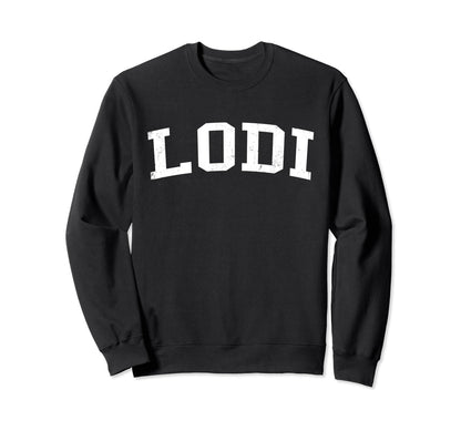 Lodi Nj Distressed White Varsity Sweatshirt - Aesthetic Graphic Men Women - T-Shirt, Sweatshirt, Hoodie