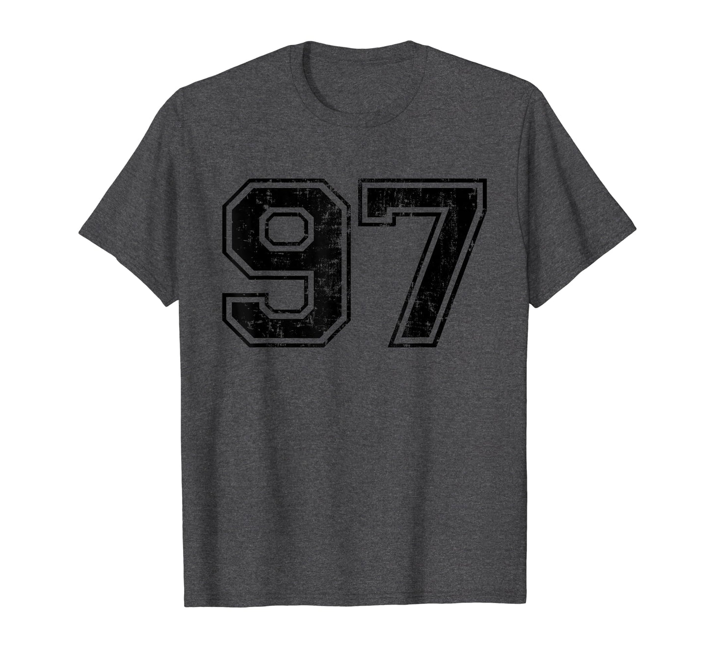 Number 97 Varsity Distressed Sport T-Shirt - Novelty Apparel for Adults - T-Shirt, Sweatshirt, Hoodie