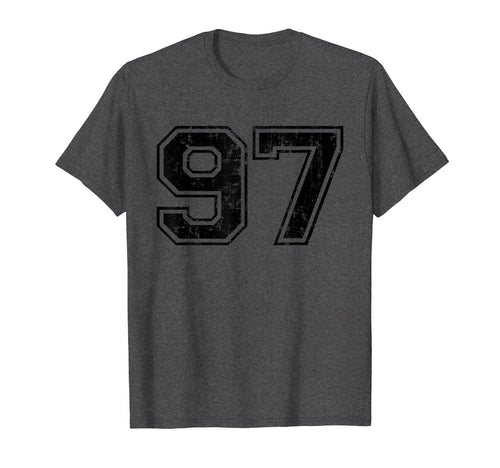 Number 97 Varsity Distressed Sport T-Shirt - Novelty Apparel for Adults - T-Shirt, Sweatshirt, Hoodie