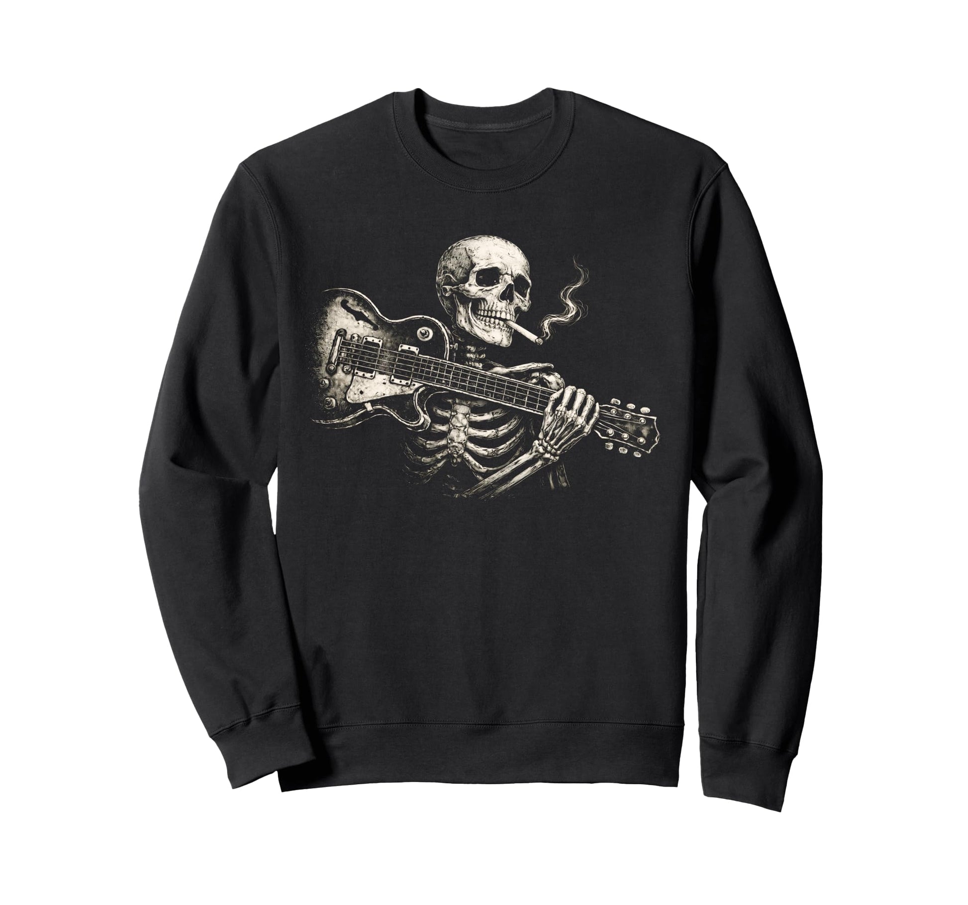 Funny Skeleton Smoking Playing Sweatshirt - Minimalist Print Men Women - T-Shirt, Sweatshirt, Hoodie