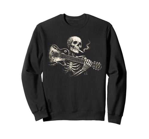 Funny Skeleton Smoking Playing Sweatshirt - Minimalist Print Men Women - T-Shirt, Sweatshirt, Hoodie