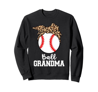 Ball Grandma Baseball Leopard Sweatshirt - Aesthetic Graphic for Adults - T-Shirt, Sweatshirt, Hoodie