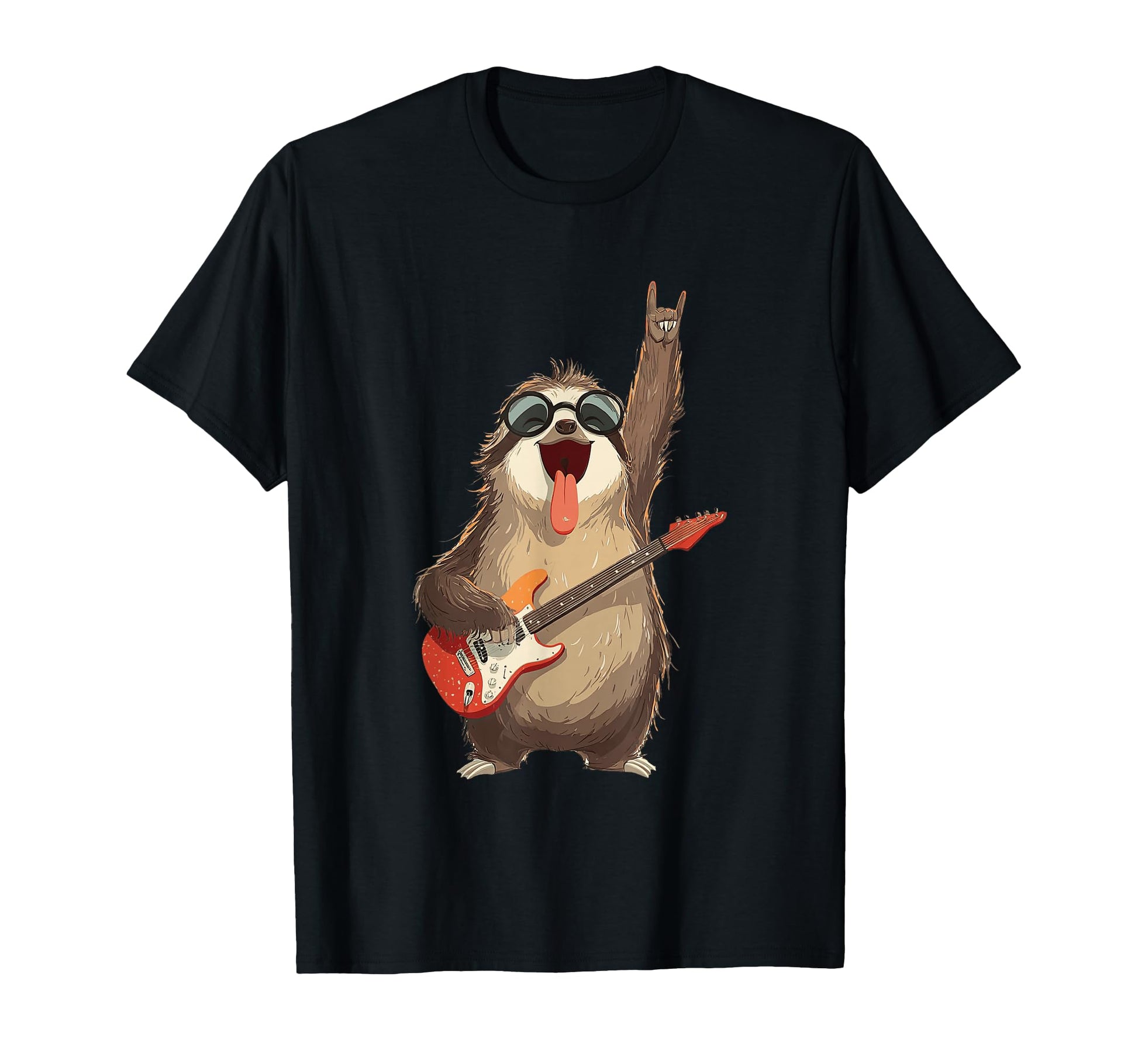 Funny Sloth Guitarist Rock Music T-Shirt - Novelty Apparel for Adults - T-Shirt, Sweatshirt, Hoodie