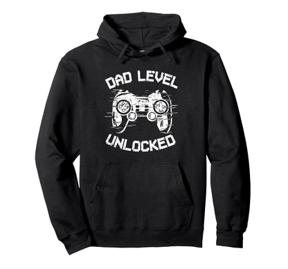 Dad Level Unlocked Gaming Controller Hoodie - Novelty Apparel for Adults - T-Shirt, Sweatshirt, Hoodie