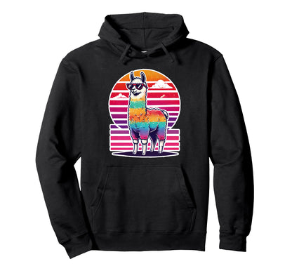 Rainbow Llama Funny Pride Alpaca Hoodie - Minimalist Print for Adults - T-Shirt, Sweatshirt, Hoodie