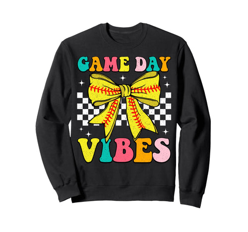 Game Day Vibes Coquette Bow Softball Sweatshirt - Trendy Graphic Men Women - T-Shirt, Sweatshirt, Hoodie