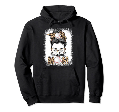 Baseball Mom Game Day Messy Bun Hoodie - Custom Art Print Men Women - T-Shirt, Sweatshirt, Hoodie