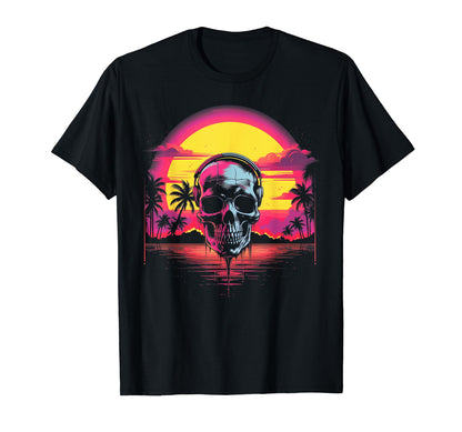 Skull Vaporwave Retrowave Aesthetic T-Shirt - Graphic Print Unisex - T-Shirt, Sweatshirt, Hoodie