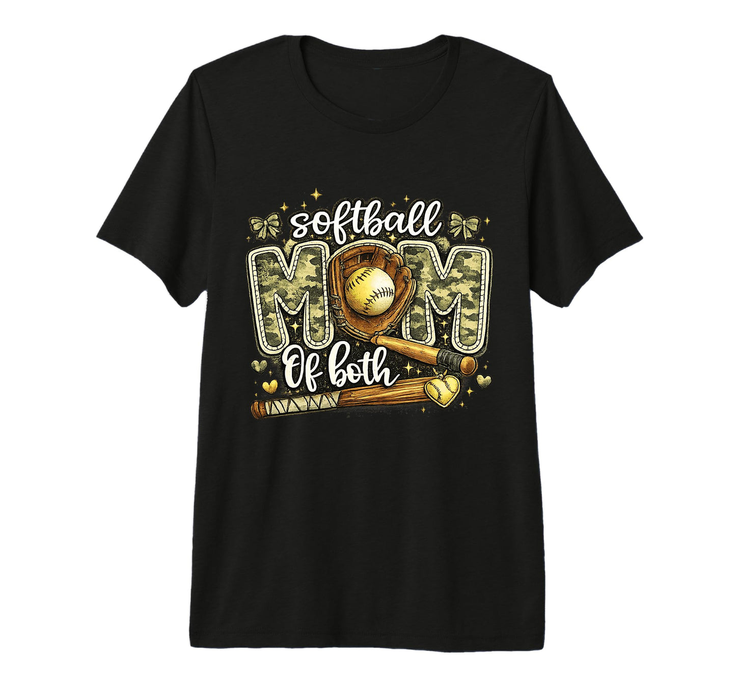 Softball Mom Both Camo Camouflage T-Shirt - Custom Art Print Men Women - T-Shirt, Sweatshirt, Hoodie