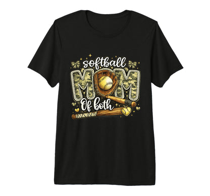 Softball Mom Both Camo Camouflage T-Shirt - Custom Art Print Men Women - T-Shirt, Sweatshirt, Hoodie