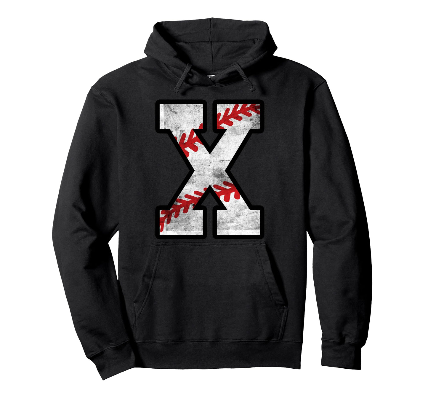 Distressed Baseball Letter X Hoodie - Streetwear Style Unisex - T-Shirt, Sweatshirt, Hoodie