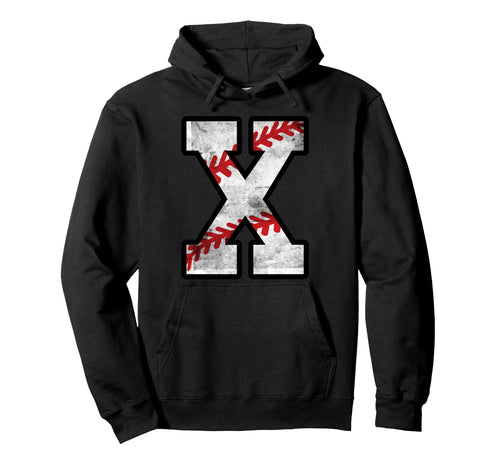 Distressed Baseball Letter X Hoodie - Streetwear Style Unisex - T-Shirt, Sweatshirt, Hoodie