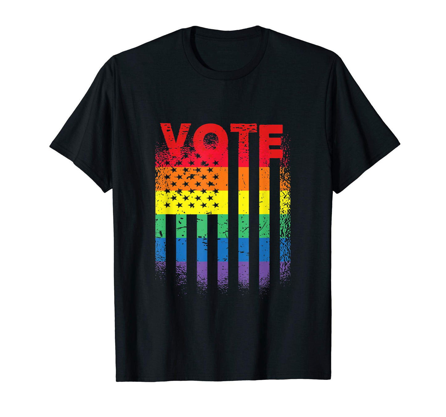 Vote Distressed Political Rainbow Flag T-Shirt - Novelty Apparel Men Women - T-Shirt, Sweatshirt, Hoodie