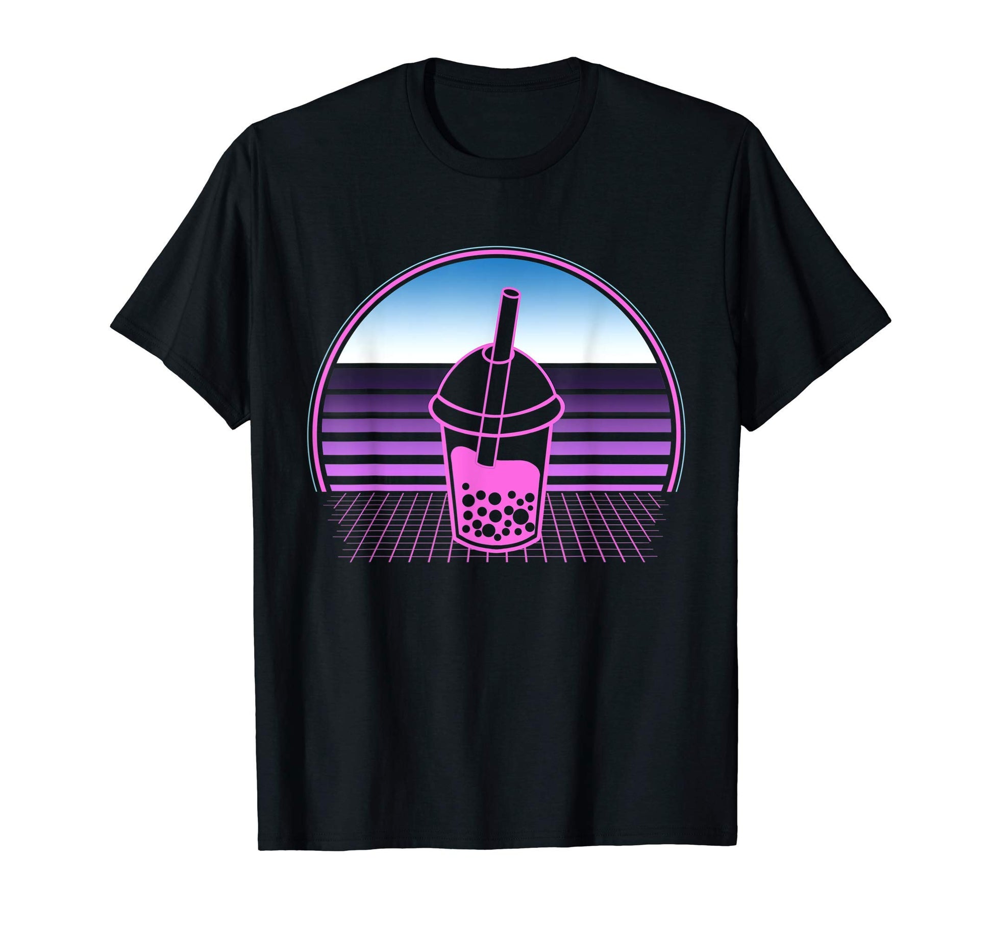 Boba Bubble Tea 80S Vaporwave T-Shirt - Custom Art Print Men Women - T-Shirt, Sweatshirt, Hoodie
