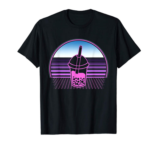 Boba Bubble Tea 80S Vaporwave T-Shirt - Custom Art Print Men Women - T-Shirt, Sweatshirt, Hoodie