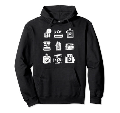 Camera Illustrated Collage Hoodie - Fun Novelty Design Unisex - T-Shirt, Sweatshirt, Hoodie