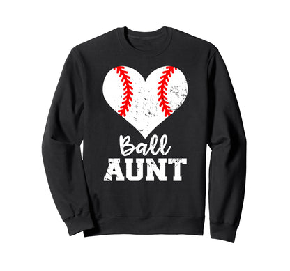 Ball Aunt Heart Funny Baseball Sweatshirt - Custom Art Print for Adults - T-Shirt, Sweatshirt, Hoodie