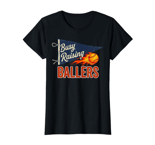 Busy Raising Ballers Pennant Flaming T-Shirt - Minimalist Print Men Women - T-Shirt, Sweatshirt, Hoodie