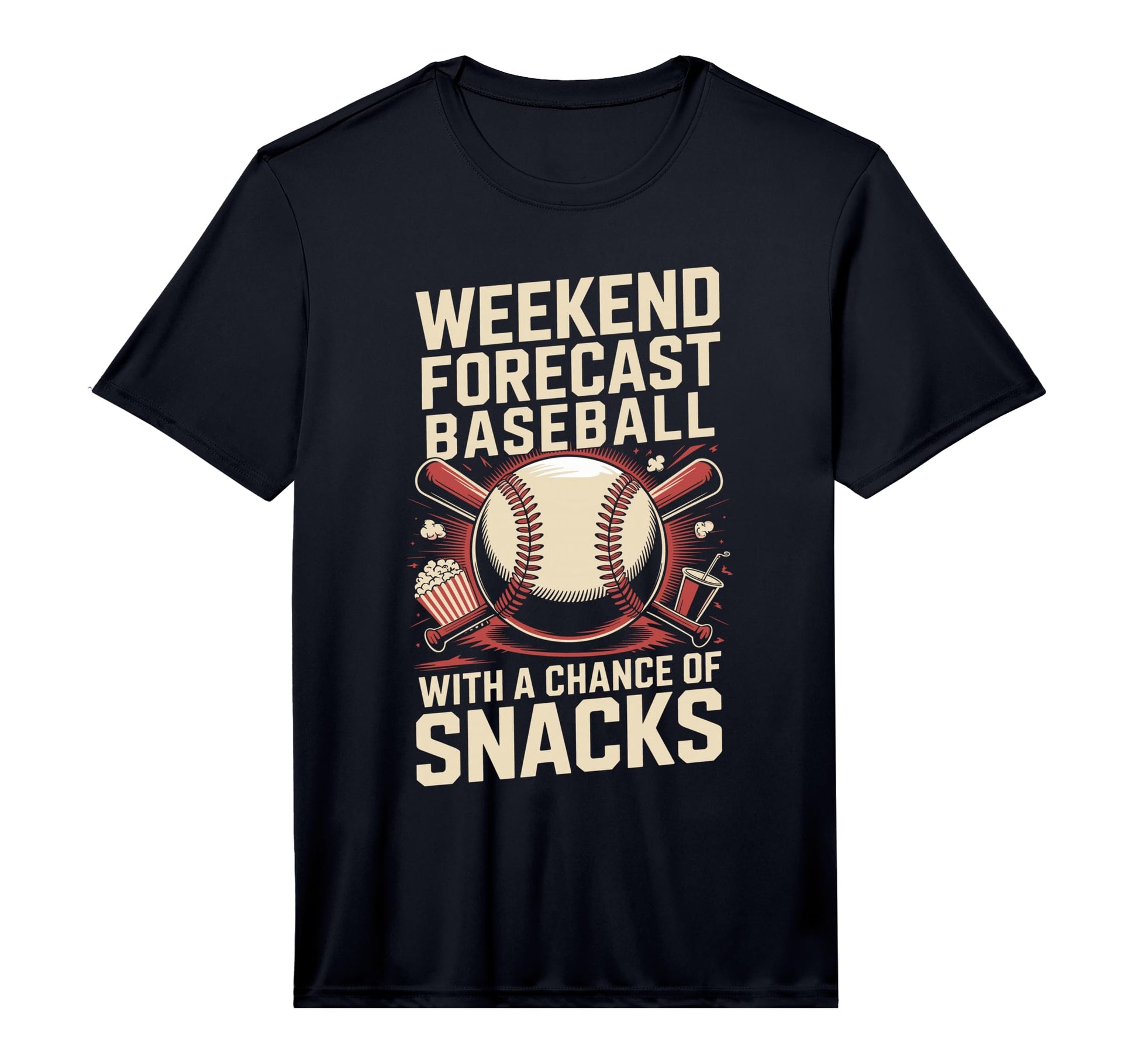 Mens Weekend Forecast Baseball Chance T-Shirt - Fun Novelty Design Unisex - T-Shirt, Sweatshirt, Hoodie