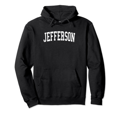 Jefferson Wi Distressed White Varsity Hoodie - Graphic Print Unisex - T-Shirt, Sweatshirt, Hoodie