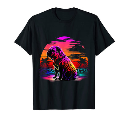 Bulldog Vaporwave Aesthetic Dog T-Shirt - Custom Art Print Men Women - T-Shirt, Sweatshirt, Hoodie