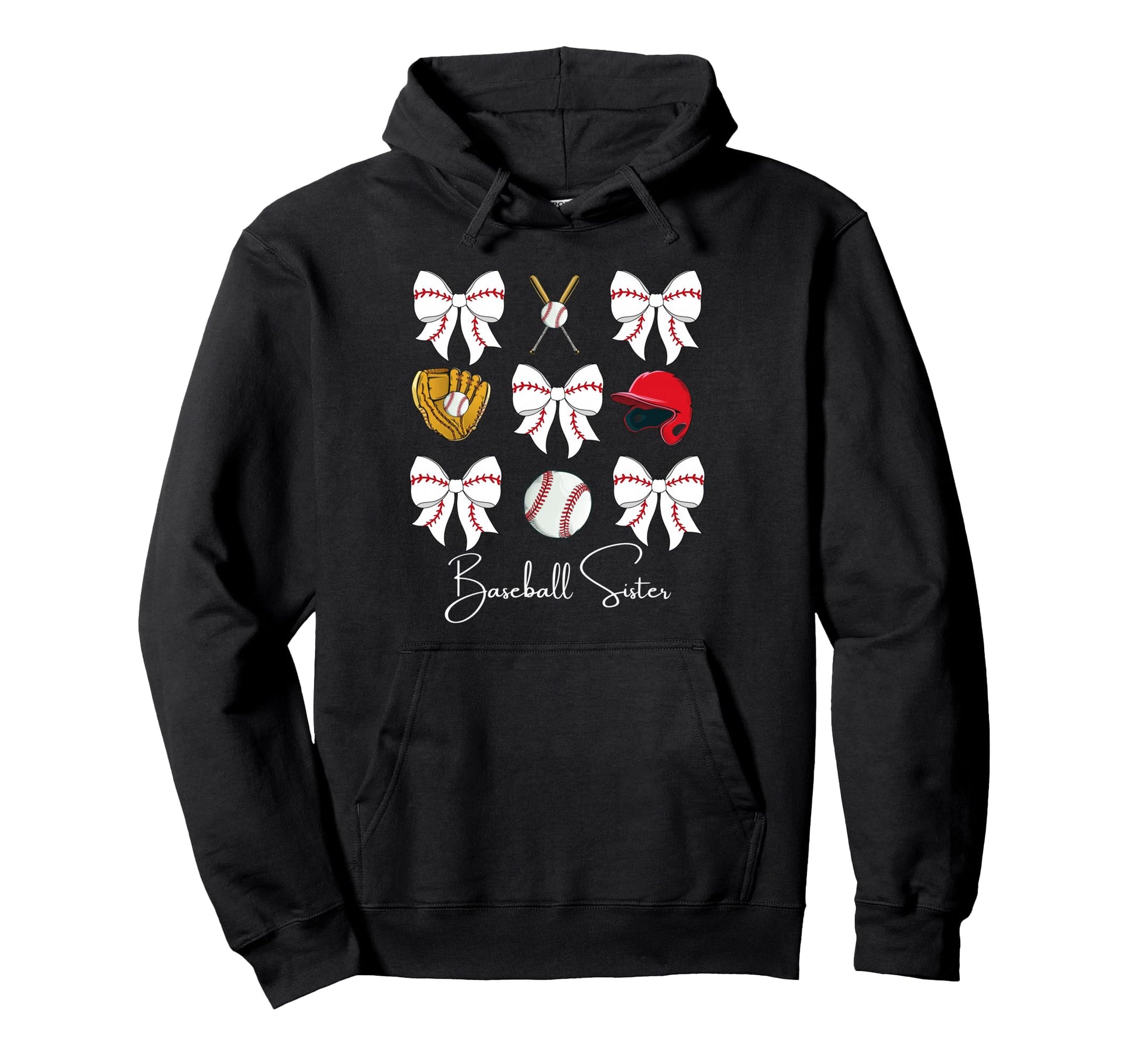 Baseball Sister Coquette Bow Cheer Hoodie - Novelty Apparel for Adults - T-Shirt, Sweatshirt, Hoodie